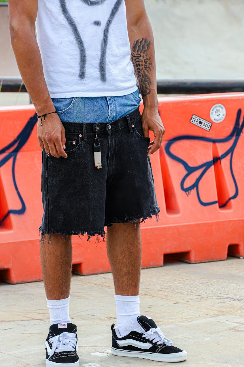 Two Toned Double-Waisted Denim Jorts